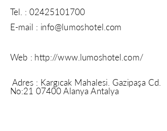 The Lumos Deluxe Resort & Spa iletiim bilgileri